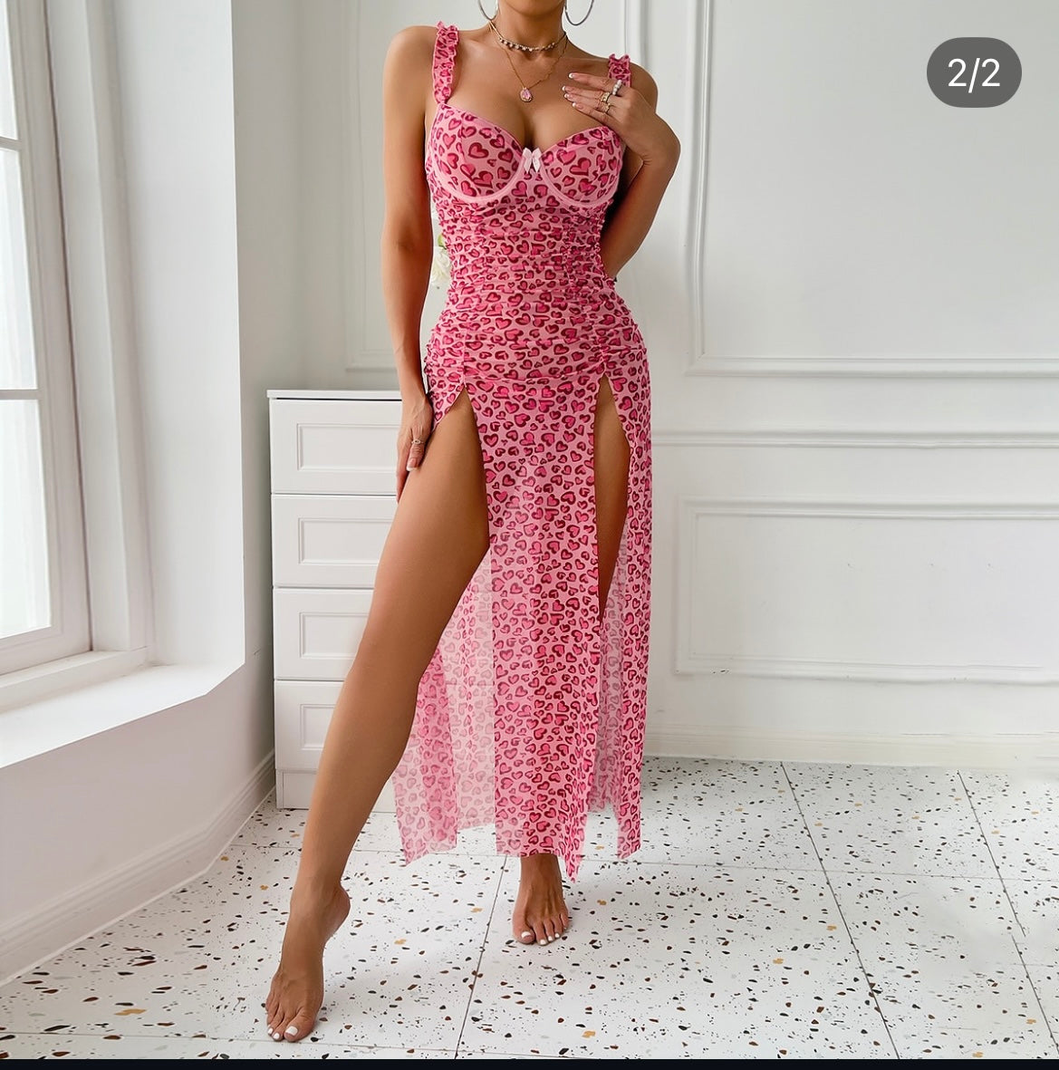 Robe longue moulante en rose