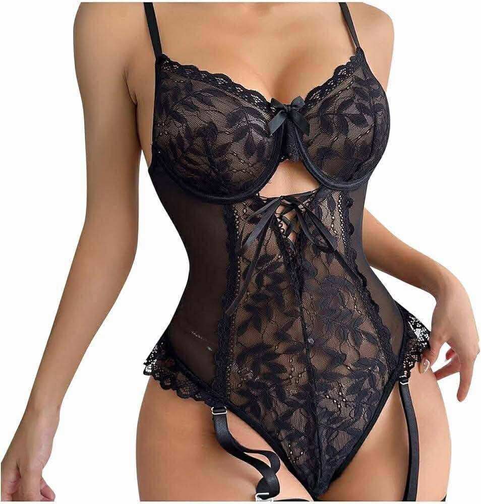 BODY EN DENTELLE PORTE JARTELLES