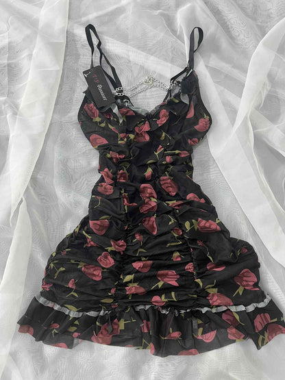 Robe courte fluide à fleurs