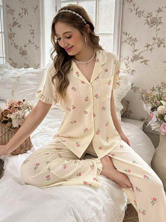 🌸 Pyjama Tendance à Fleurs – Fraîcheur & Confort avec Style 🌸