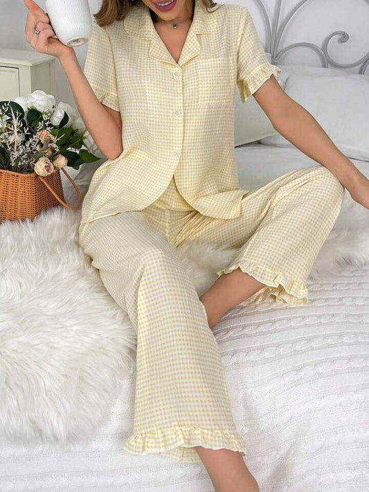 🍋 Pyjama Tendance Jaune à Carreaux – Confort & Style au Quotidien 🍋