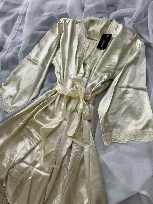 kimono satiné en miel 03 piéces
