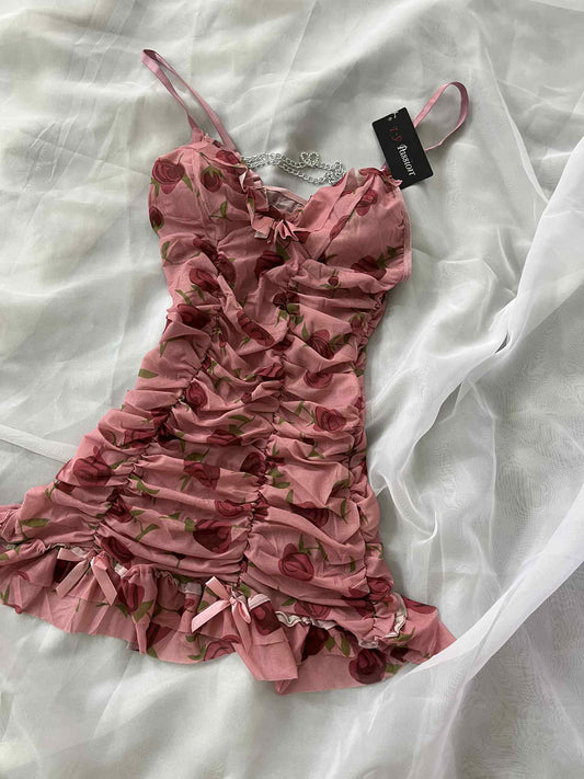 Robe courte fluide à fleurs