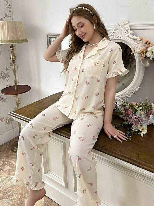 🌸 Pyjama Tendance à Fleurs – Fraîcheur & Confort avec Style 🌸