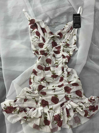 Robe courte fluide à fleurs