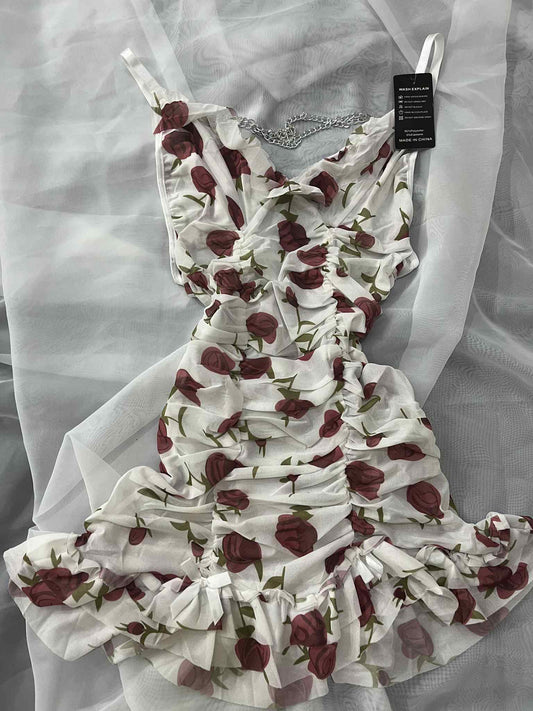 Robe courte fluide à fleurs